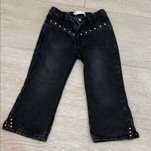 Zara Girls Black Denim Jeans with Stud Accents - Cow Girl Style